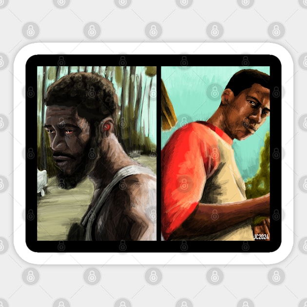 Snowfall "Beginning/End" Franklin Saint portrait (digital) Sticker by StagArtStudios